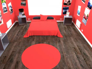 어린이 침실 인테리어 2 방 침구 침대 생활 장면 인테리어 디자인 컨셉 가구 건축물 3D 모델