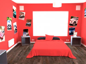 child bedroom interior 2 room bedding bed living scene interior design concept furniture architectur 3D Model