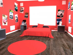 child bedroom interior 2 room bedding bed living scene interior design concept furniture architectur 3D Model