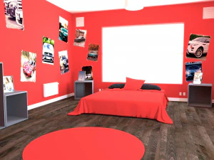 child bedroom interior 2 room bedding bed living scene interior design concept furniture architectur 3D Model