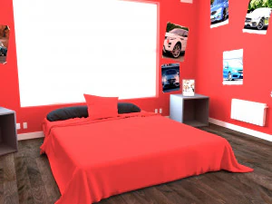 child bedroom interior 2 room bedding bed living scene interior design concept furniture architectur 3D Model