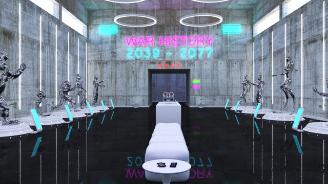 cyberpunk museum interior futuristic design building robot alien fiction cyborg steampunk restaurant 3D Модель .c4d .max .obj .3ds .fbx .stl .blend 