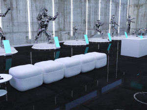cyberpunk museum interior futuristic design building robot alien fiction cyborg steampunk restaurant 3D Модель