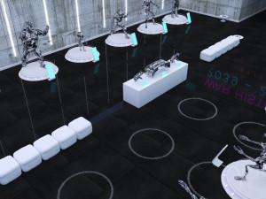 cyberpunk museum interior futuristic design building robot alien fiction cyborg steampunk restaurant 3D Модель