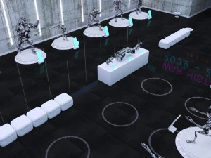 cyberpunk museum interior futuristic design building robot alien fiction cyborg steampunk restaurant 3D Model