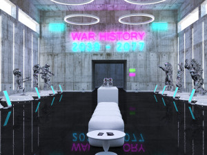 cyberpunk museum interior futuristic design building robot alien fiction cyborg steampunk restaurant 3D Модель