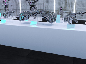 cyberpunk museum interior futuristic design building robot alien fiction cyborg steampunk restaurant 3D Модель