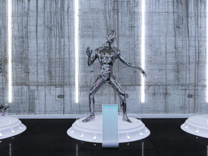 cyberpunk museum interior futuristic design building robot alien fiction cyborg steampunk restaurant 3D Модель