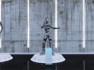 cyberpunk museum interior futuristic design building robot alien fiction cyborg steampunk restaurant 3D Модель