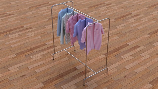 textured hanged shirts rack Model 3D .c4d .max .obj .3ds .fbx .stl .blend 