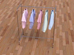 textured hanged shirts rack 3D Model