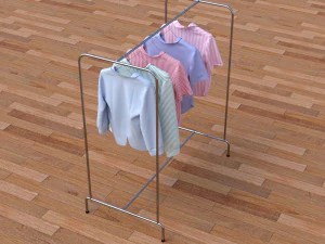 textured hanged shirts rack 3D Model
