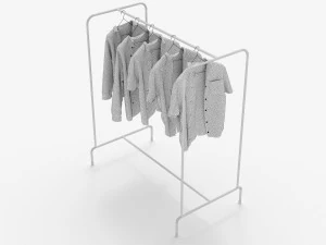 textured hanged shirts rack 3D Model