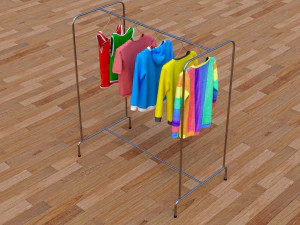 textured hanged jeans rack 3D Model