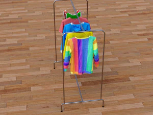 textured hanged jeans rack 3D Model