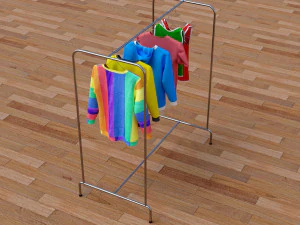 textured hanged jeans rack 3D Model