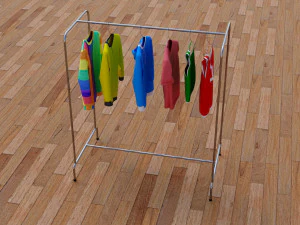 textured hanged jeans rack 3D Model