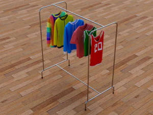 textured hanged jeans rack 3D Model