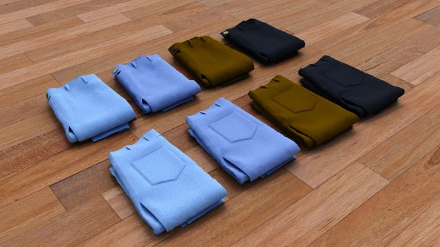 textured folded jeans 3D Model .c4d .max .obj .3ds .fbx .stl .blend
