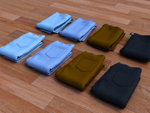 textured folded jeans Model 3D