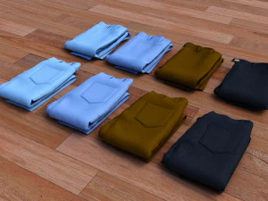 textured folded jeans 3D Model