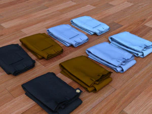textured folded jeans 3D Model