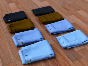 textured folded jeans 3D Model