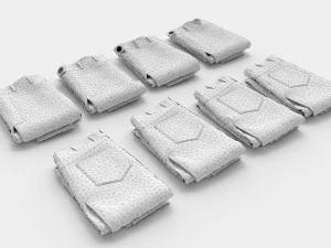 textured folded jeans 3D Model