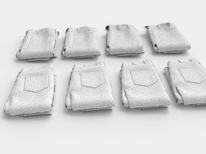 textured folded jeans 3D Model