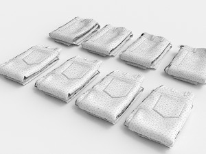 textured folded jeans Model 3D