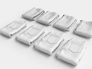 textured folded jeans 3D Model