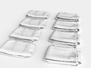 textured folded jeans 3D Model