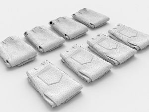 textured folded jeans Model 3D