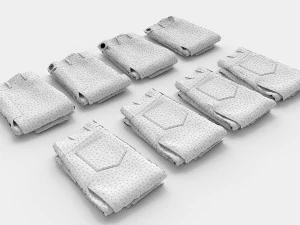 textured folded jeans 3D Model