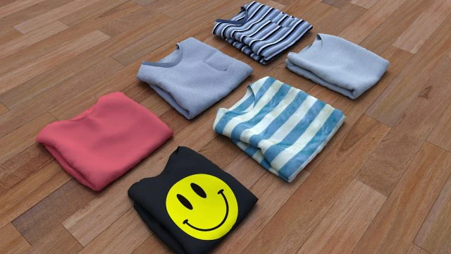 textured folded tshirts 3D Model .c4d .max .obj .3ds .fbx .stl .blend 