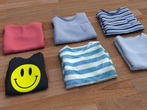 textured folded tshirts 3D Model