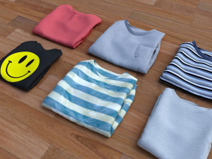 textured folded tshirts 3D मॉडल
