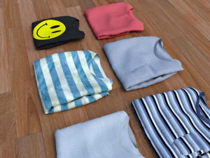 textured folded tshirts 3D Model