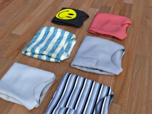 textured folded tshirts 3D मॉडल