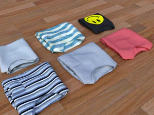 textured folded tshirts 3D Model