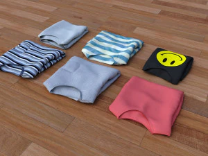 textured folded tshirts 3D Model