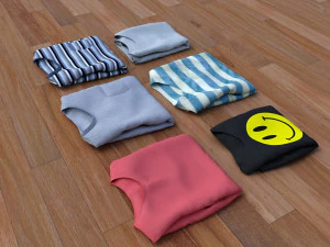 textured folded tshirts 3D Model