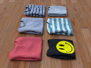 textured folded tshirts 3D मॉडल