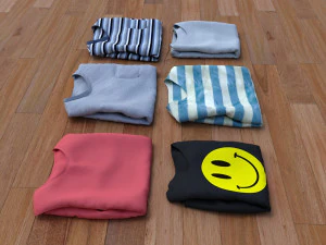 textured folded tshirts 3D Model