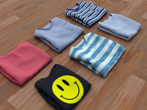 textured folded tshirts 3D मॉडल