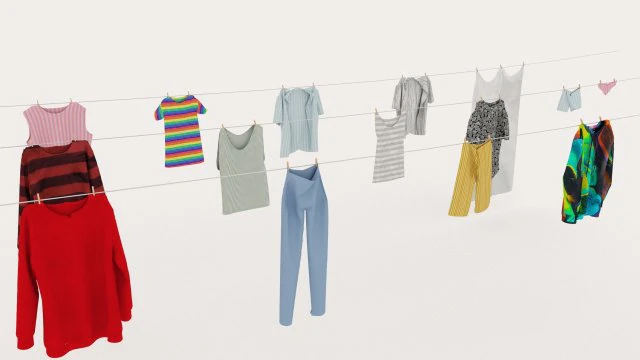 textured hanged clothes line 3D Model .c4d .max .obj .3ds .fbx .stl .blend