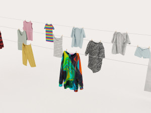 textured hanged clothes line 3D मॉडल