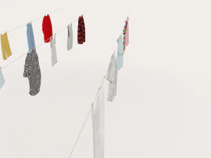 textured hanged clothes line 3D Model