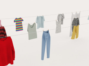 textured hanged clothes line 3D मॉडल
