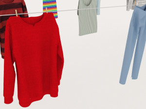 textured hanged clothes line 3D मॉडल